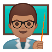 👨🏽‍🏫 Emoji Lehrer: mittlere Hautfarbe Google Android 9.0.