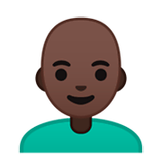 Emoji 👨🏿‍🦲 Uomo: Carnagione Scura E Calvo su Google Android 9.0.