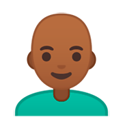 Emoji 👨🏾‍🦲 Uomo: Carnagione Abbastanza Scura E Calvo su Google Android 9.0.