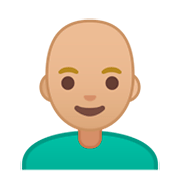 Emoji 👨🏼‍🦲 Uomo: Carnagione Abbastanza Chiara E Calvo su Google Android 9.0.