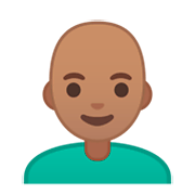 👨🏽‍🦲 Emoji Mann: mittlere Hautfarbe, Glatze Google Android 9.0.