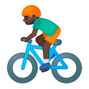 🚴🏿‍♂️ Emoji Homem Ciclista: Pele Escura na Google Android 9.0.
