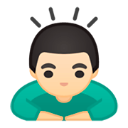 🙇🏻‍♂️ Emoji Homem Fazendo Reverência: Pele Clara na Google Android 9.0.