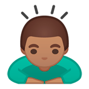 Emoji 🙇🏽‍♂️ Uomo Che Fa Inchino Profondo: Carnagione Olivastra su Google Android 9.0.