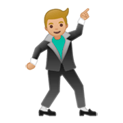 🕺🏼 Emoji tanzender Mann: mittelhelle Hautfarbe Google Android 9.0.