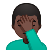 🤦🏿‍♂️ Emoji sich an den Kopf fassender Mann: dunkle Hautfarbe Google Android 9.0.