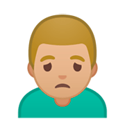 Emoji 🙍🏼‍♂️ Uomo Corrucciato: Carnagione Abbastanza Chiara su Google Android 9.0.