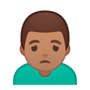 🙍🏽‍♂️ Emoji Hombre Frunciendo El Ceño: Tono De Piel Medio en Google Android 9.0.