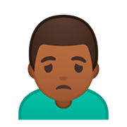Emoji 🙍🏾‍♂️ Uomo Corrucciato: Carnagione Abbastanza Scura su Google Android 9.0.
