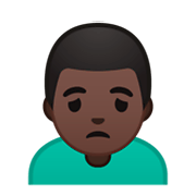 Émoji 🙍🏿‍♂️ Homme Fronçant Les Sourcils : Peau Foncée sur Google Android 9.0.