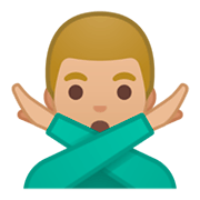 🙅🏼‍♂️ Emoji Hombre Haciendo El Gesto De «no»: Tono De Piel Claro Medio en Google Android 9.0.