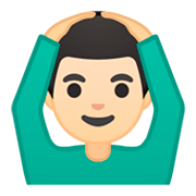 Émoji 🙆🏻‍♂️ Homme Faisant Un Geste D’acceptation : Peau Claire sur Google Android 9.0.