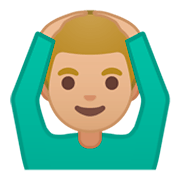 🙆🏼‍♂️ Emoji Mann mit Händen auf dem Kopf: mittelhelle Hautfarbe Google Android 9.0.