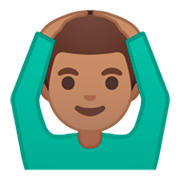 🙆🏽‍♂️ Emoji Homem Fazendo Gesto De «OK»: Pele Morena na Google Android 9.0.