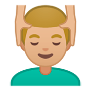 💆🏼‍♂️ Emoji Homem Recebendo Massagem Facial: Pele Morena Clara na Google Android 9.0.