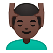 💆🏿‍♂️ Emoji Homem Recebendo Massagem Facial: Pele Escura na Google Android 9.0.