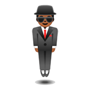 🕴🏾 Emoji schwebender Mann im Anzug: mitteldunkle Hautfarbe Google Android 9.0.