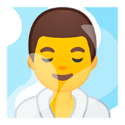 🧖‍♂️ Emoji Homem Na Sauna na Google Android 9.0.