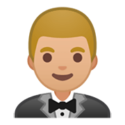 Emoji 🤵🏼 Persona In Smoking: Carnagione Abbastanza Chiara su Google Android 9.0.