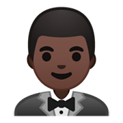 🤵🏿 Emoji Person im Smoking: dunkle Hautfarbe Google Android 9.0.