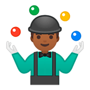 🤹🏾‍♂️ Emoji Hombre Haciendo Malabares: Tono De Piel Oscuro Medio en Google Android 9.0.