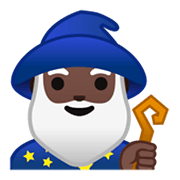 🧙🏿‍♂️ Emoji Homem Mago: Pele Escura na Google Android 9.0.