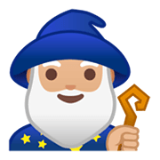 🧙🏼‍♂️ Emoji Homem Mago: Pele Morena Clara na Google Android 9.0.
