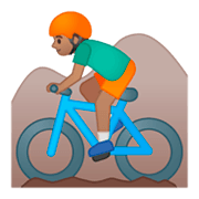 🚵🏽‍♂️ Emoji Hombre En Bicicleta De Montaña: Tono De Piel Medio en Google Android 9.0.