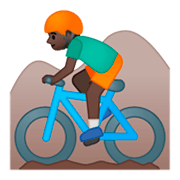 🚵🏿‍♂️ Emoji Mountainbiker: dunkle Hautfarbe Google Android 9.0.