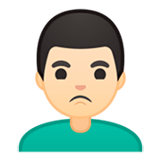 🙎🏻‍♂️ Emoji schmollender Mann: helle Hautfarbe Google Android 9.0.