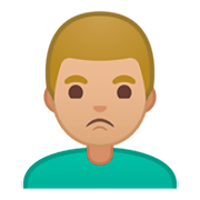 Emoji 🙎🏼‍♂️ Uomo Imbronciato: Carnagione Abbastanza Chiara su Google Android 9.0.