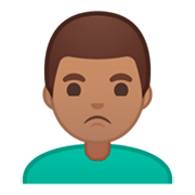🙎🏽‍♂️ Emoji Hombre Haciendo Pucheros: Tono De Piel Medio en Google Android 9.0.
