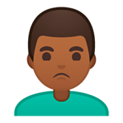 🙎🏾‍♂️ Emoji Homem Fazendo Bico: Pele Morena Escura na Google Android 9.0.