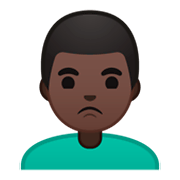 🙎🏿‍♂️ Emoji Hombre Haciendo Pucheros: Tono De Piel Oscuro en Google Android 9.0.