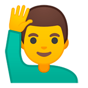 Emoji 🙋‍♂️ Uomo Con Mano Alzata su Google Android 9.0.