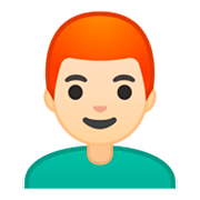 👨🏻‍🦰 Emoji Mann: helle Hautfarbe, rotes Haar Google Android 9.0.