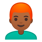 👨🏾‍🦰 Emoji Hombre: Tono De Piel Oscuro Medio Y Pelo Pelirrojo en Google Android 9.0.