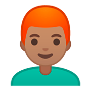 Emoji 👨🏽‍🦰 Uomo: Carnagione Olivastra E Capelli Rossi su Google Android 9.0.