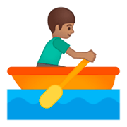 🚣🏽‍♂️ Emoji Hombre Remando En Un Bote: Tono De Piel Medio en Google Android 9.0.