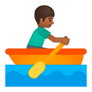 🚣🏾‍♂️ Emoji Hombre Remando En Un Bote: Tono De Piel Oscuro Medio en Google Android 9.0.