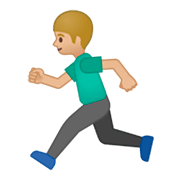 🏃🏼‍♂️ Emoji Hombre Corriendo: Tono De Piel Claro Medio en Google Android 9.0.