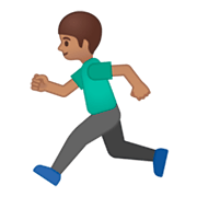 🏃🏽‍♂️ Emoji Hombre Corriendo: Tono De Piel Medio en Google Android 9.0.