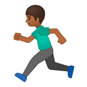 🏃🏾‍♂️ Emoji Homem Correndo: Pele Morena Escura na Google Android 9.0.