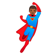 🦸🏾‍♂️ Emoji Homem Super-herói: Pele Morena Escura na Google Android 9.0.