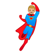 🦸🏼‍♂️ Emoji Superhéroe: Tono De Piel Claro Medio en Google Android 9.0.