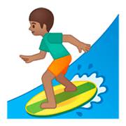 🏄🏽‍♂️ Emoji Surfer: mittlere Hautfarbe Google Android 9.0.