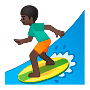 🏄🏿‍♂️ Emoji Homem Surfista: Pele Escura na Google Android 9.0.