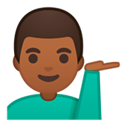 💁🏾‍♂️ Emoji Infoschalter-Mitarbeiter: mitteldunkle Hautfarbe Google Android 9.0.