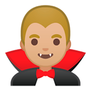 Emoji 🧛🏼‍♂️ Vampiro Uomo: Carnagione Abbastanza Chiara su Google Android 9.0.
