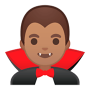 🧛🏽‍♂️ Emoji männlicher Vampir: mittlere Hautfarbe Google Android 9.0.